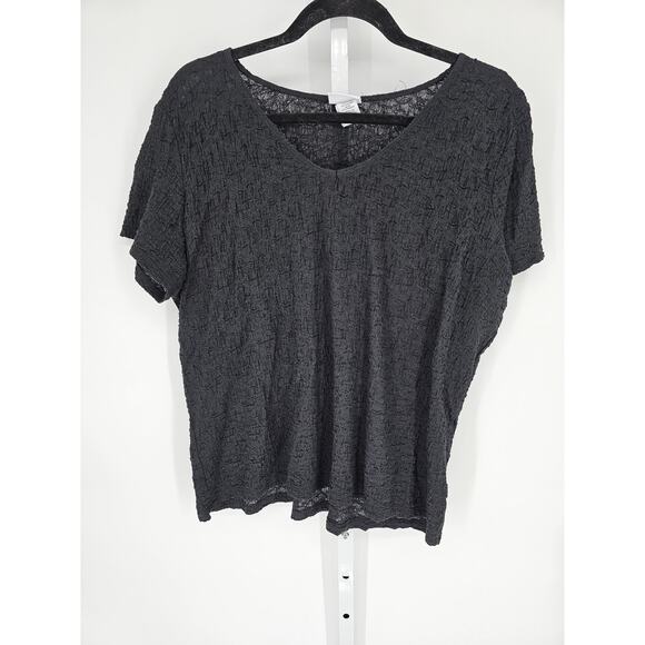 Jaclyn Smith Women's Black Short Sleeve Round Neck Crimp Top Size XXL/EEG - Picture 1 of 5